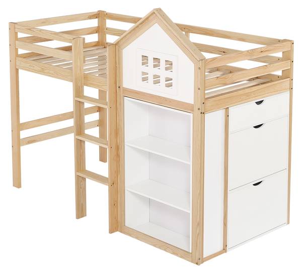 Hochbett SHEFNatur Ⅰ Braun - Holzwerkstoff - 107 x 165 x 205 cm