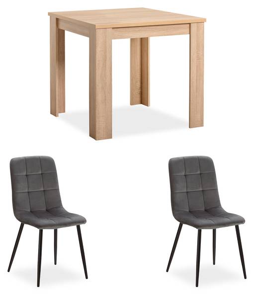 Essgruppe 2757 Braun - Grau - Samt - 80 x 88 x 80 cm
