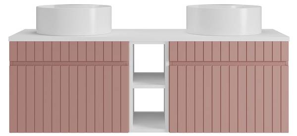 Doppelwaschtisch SATARA Pink - Weiß - Holz teilmassiv - 140 x 46 x 46 cm