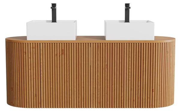 Doppelwaschtisch TOWARI Beige - Holz teilmassiv - 150 x 56 x 50 cm