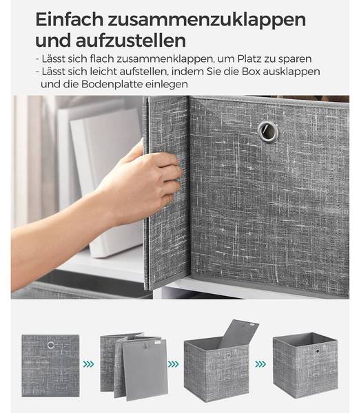 Aufbewahrungsbox Tirana 6er-Set Lucknow Grau - Textil - 26 x 28 x 26 cm