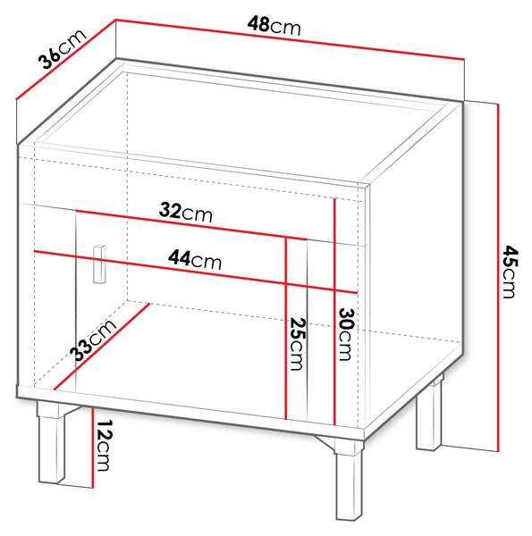 Nachttisch Mossa Schwarz - Eiche