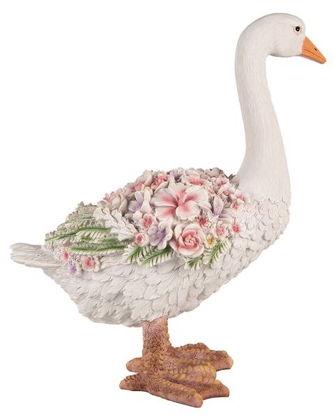 Beeld Gans Deko&August wit - kunststof - 22 x 45 x 37 cm