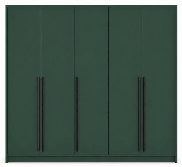 Kleiderschrank Genua III Dunkelgrün - Silber