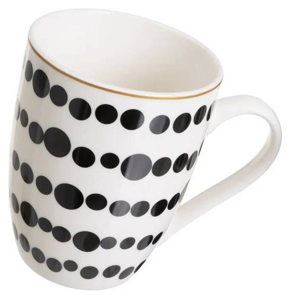 Becher Lyne 4er-Set Schwarz - Weiß - Keramik - 18 x 22 x 9 cm