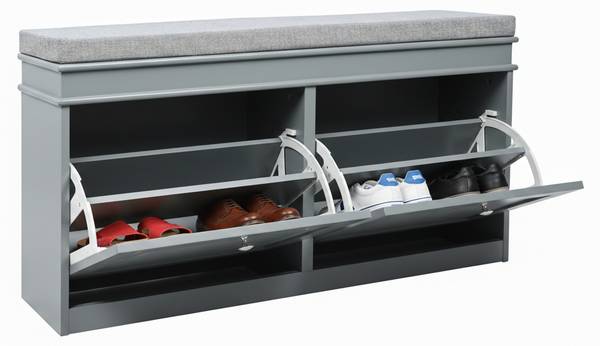 Schuhschrank Estha 11 Grau - Holzwerkstoff - 24 x 52 x 104 cm