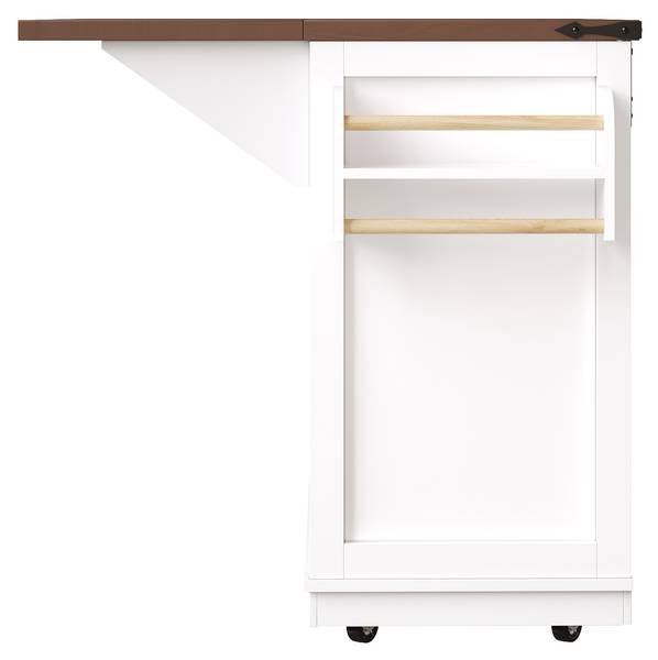 Mobile Kücheninsel Hestia Ⅰ Weiß - Holzwerkstoff - Metall - 74 x 93 x 143 cm