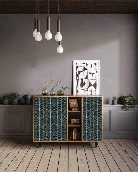Sideboard BS2 Walnuss Schwarz - Holzwerkstoff - 125 x 98 x 48 cm