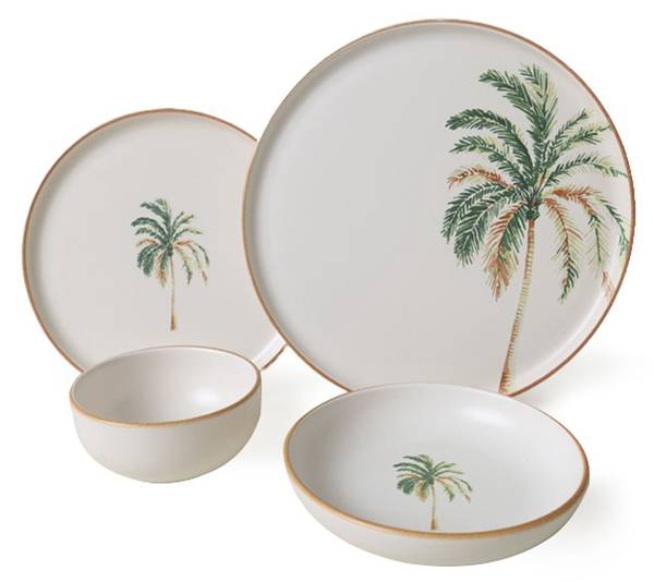 Geschirrset Bronze Palm 24-tlg Keramik - Höhe: 1 cm