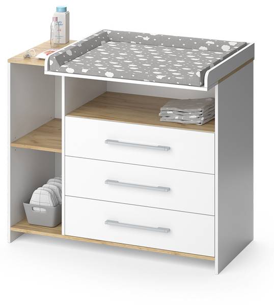 Wickelkommode Oskar 55591 Eiche Sand Dekor - Weiß