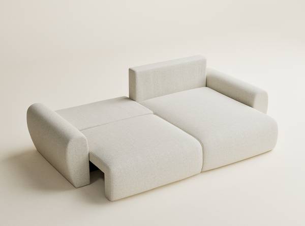 Schlafsofa Numba Creme - Ecke davorstehend rechts - Ottomane davorstehend rechts