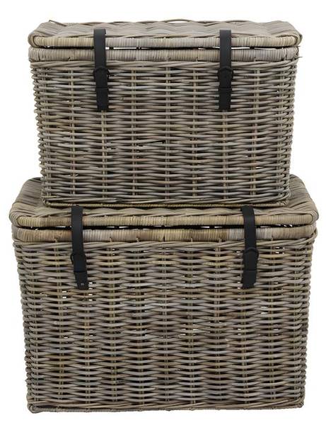 Truhe und Kiste NEFTA 2er-Set Grau - Naturfaser - 70 x 45 x 35 cm