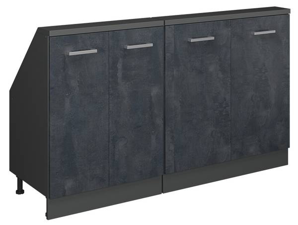 Küchenschrank für Dachschrägen 58138 Anthrazit - Beton Dekor - Dunkelgrau - Breite: 140 cm