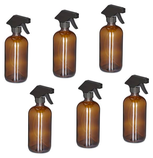 Plantenspuit 500 ml set van 6 zwart - bruin - glas - kunststof - 10 x 21 x 8 cm