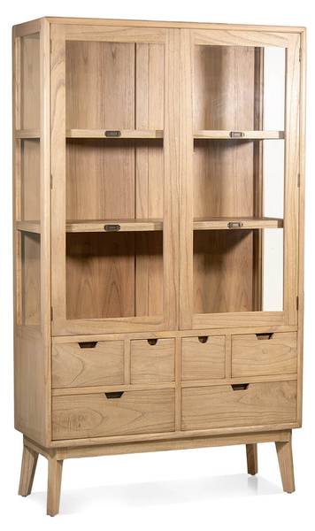 Vitrinenschrank Scandi Beige - Holz teilmassiv - 105 x 180 x 40 cm