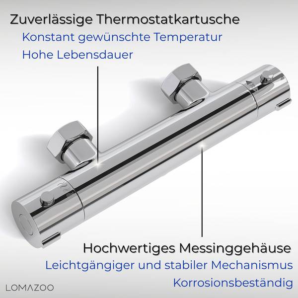 Duschsystem Mit Thermostat Cielo Silber - Metall - 13 x 70 x 10 cm