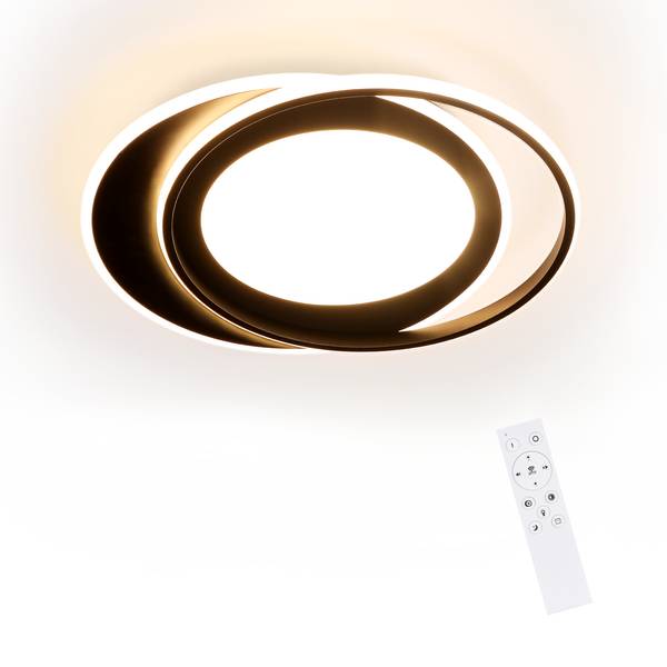 LED Deckenleuchte Sonnensystem Schwarz - Metall - 48 x 7 x 49 cm