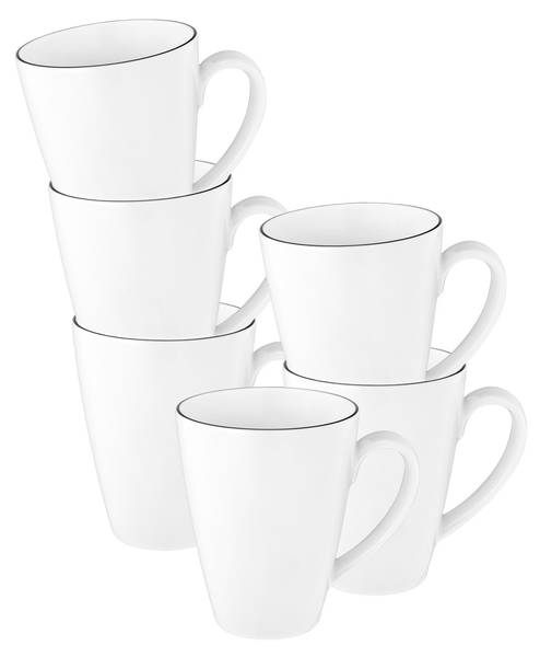 Kaffeebecher Lido Black Line 6er Set Weiß - Porzellan - 9 x 12 x 12 cm