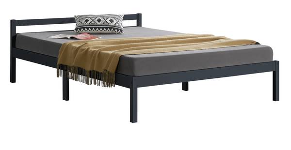 Bed Nakkila met matras grijs - massief hout - 146 x 50 x 206 cm