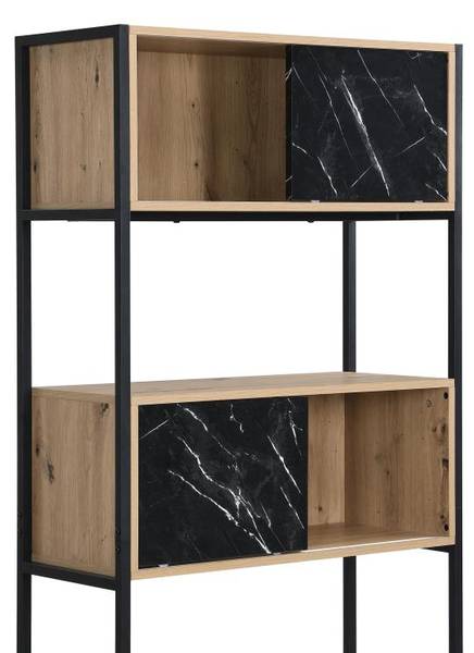 Bücherregal YELANIA Schwarz - Braun - Holz teilmassiv - 80 x 180 x 34 cm