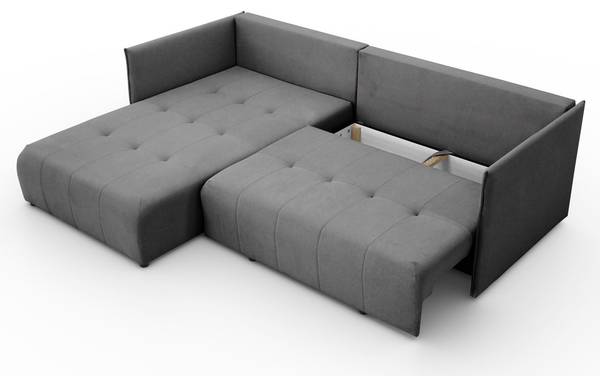 Ecksofa APOLLO L mit Schlaffunktion Grau - Polyester - 246 x 93 x 188 cm