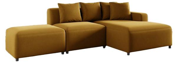 Ecksofa MEGAN inkl. Hocker Honig - Breite: 304 cm - Ecke davorstehend rechts