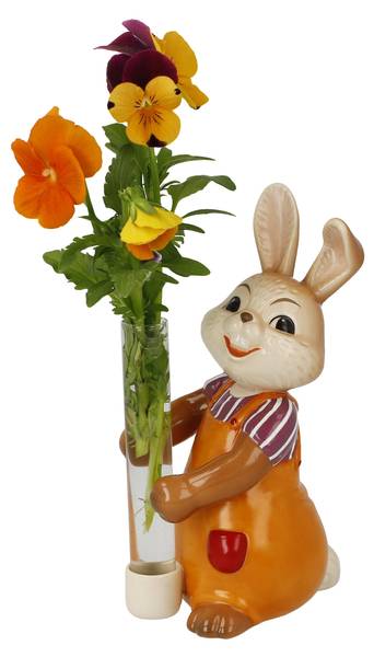 Figur Hase mit Vase Blütentraum Porzellan - 11 x 15 x 7 cm