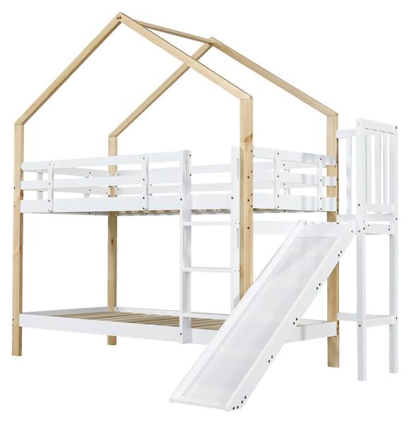 Etagenbett Jupitur Ⅱ Weiß - Kiefer - Stahl - 183 x 223 x 245 cm