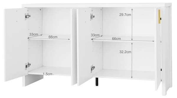 Buffet O3187 Weiß - Holzwerkstoff - 140 x 80 x 38 cm