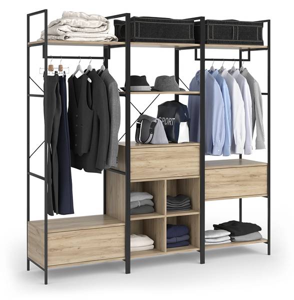 Garderobeset Enya 54349 bruin - plaatmateriaal op houtbasis - 60 x 180 x 40 cm