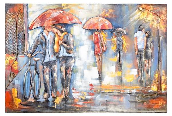 Metallbild 3D REGEN 4 Stahl - 120 x 80 x 5 cm
