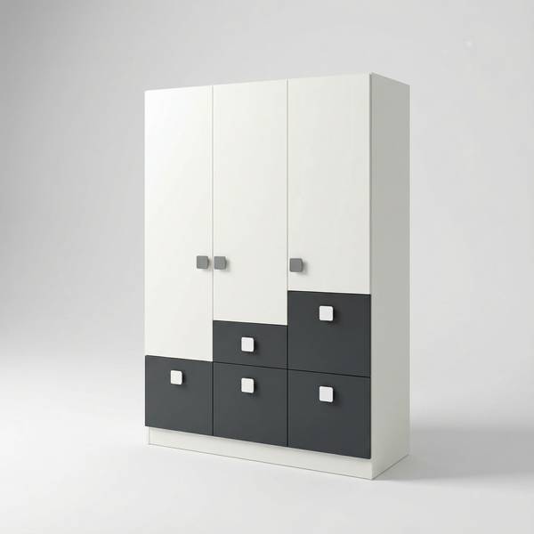 Armoire Endi Anthracite - Blanc