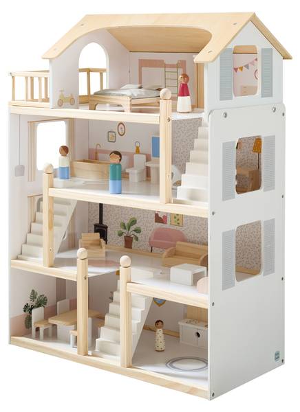Puppenhaus BLANCHE 19 tlg Weiß - Holzwerkstoff - 32 x 81 x 61 cm