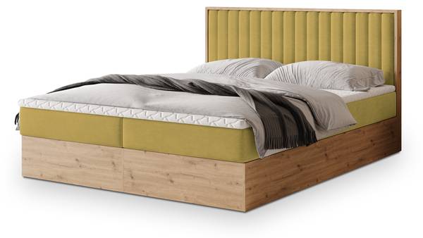 Boxspringbett VARELI Gelb - Liegefläche Breite: 160 cm