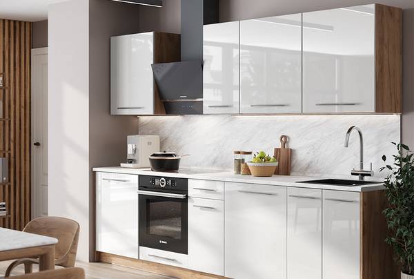 Hangkast Fame-Line 62858 hoogglans wit - eikenhouten look