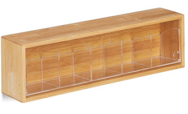 Boîte à thé bambou murale Marron - Bambou - Matière plastique - 39 x 12 x 8 cm