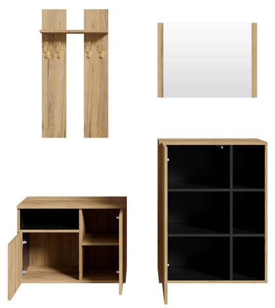 Garderobenset MUHENA415(4er Set) Braun - Holzwerkstoff