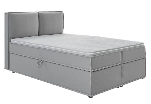 Boxspringbed met opbergruimte Clara grijs - Breedte: 140 cm