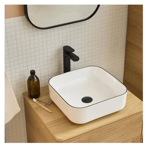 Aufsatzwaschbecken ALIX Schwarz - Keramik - 37 x 13 x 37 cm