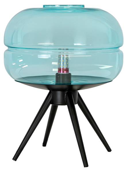 Tischlampe 8095 Blau - Edelstahl - Farbglas - 29 x 35 x 29 cm