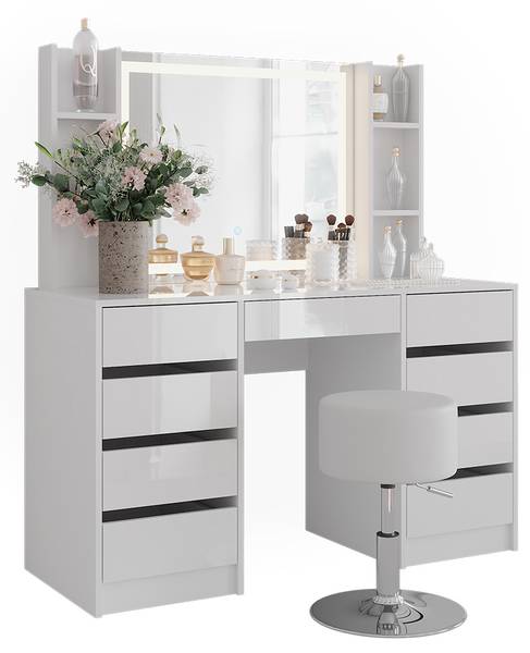Schminktisch Sherry 57638 4er Set Weiß - Holzwerkstoff - 129 x 141 x 51 cm