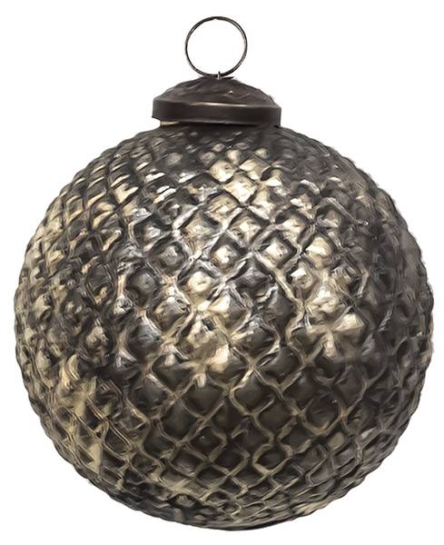 Kerstbal Snow 36769 bruin - glas - 9 x 9 x 9 cm