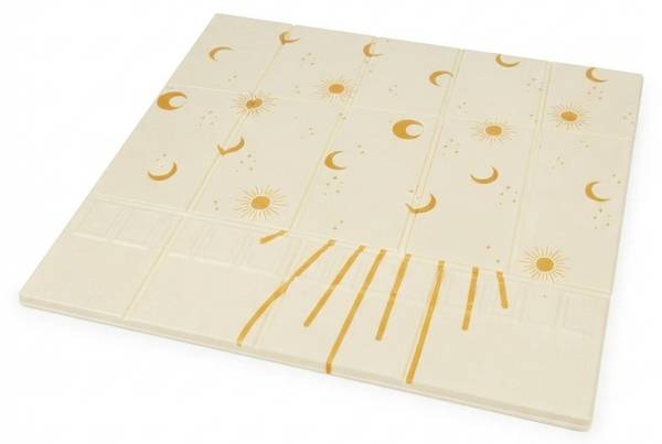 Faltbare Spielmatte mit Motiv Grau - Weiß - Gelb - Polyethylen - 200 x 1 x 150 cm