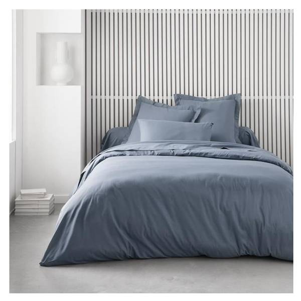 Spannbettlaken fürs Bett ESSENTIAL Blau / Grau - Breite: 140 cm