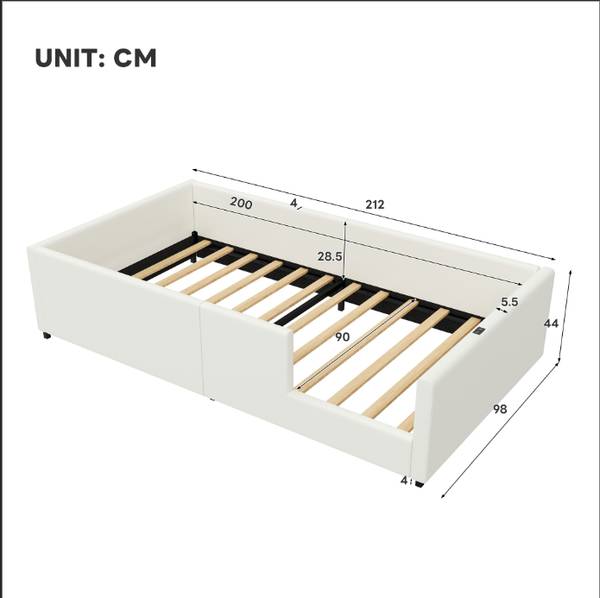 Kinderbett K-1366 Weiß - Holzwerkstoff - 98 x 44 x 212 cm