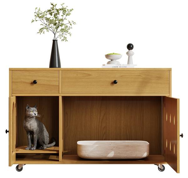 kattenkast WoodyZoo Ⅱ eikenhout