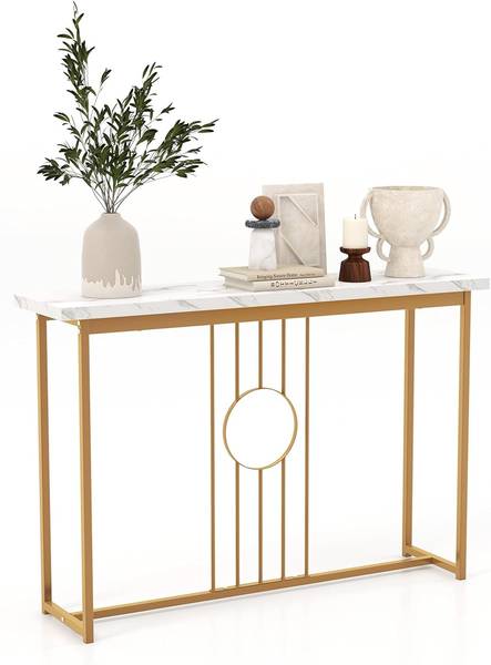 Beistelltisch mit Metallgestell Gold - Holzwerkstoff - 30 x 81 x 120 cm