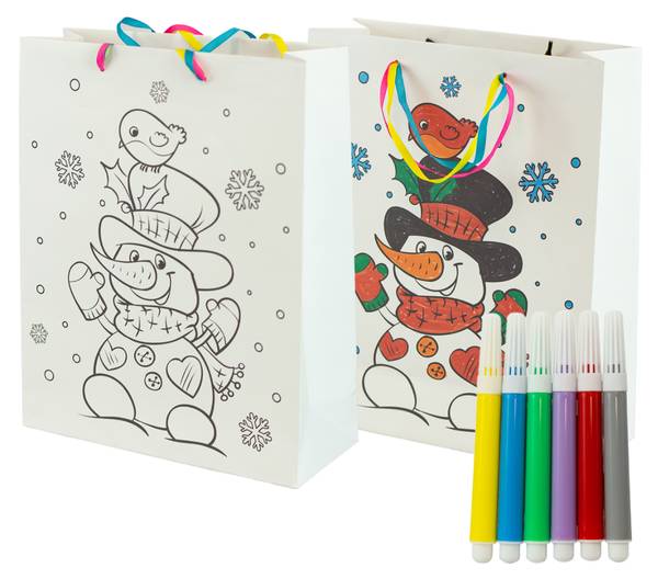 Geschenktüte Malen mit Filzstiften KIDS Weiß - Papier - 26 x 10 x 32 cm