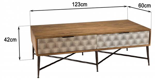 Couchtisch ALIX Braun - Holz teilmassiv - 60 x 42 x 123 cm