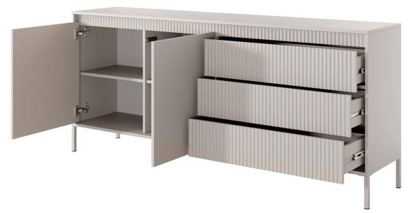 Buffet NURSEMA Beige - En partie en bois massif - 39 x 81 x 187 cm